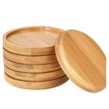 Frienda Trays 2.52 Inch Bamboo Round Plant Saucer for Most Plant Pot Flower Saucers Tray, Solution for Owl Pot with Hole(6 Pack)
