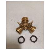 Garden Hose Splitter 2 Way Heavy Duty, Brass Faucet Adapter With Long Handle For Gardening Water Hose Shut Off Valve Hose Connector Fittings Outdoor Water Spigot Hose Bib Y Splitter