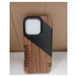 TENDLIN Magnetic Case Compatible with iPhone 16 Pro Phone Case Wood Grain with Carbon Fiber Texture Design Leather Hybrid Slim Cover (Compatible with MagSafe) Twill