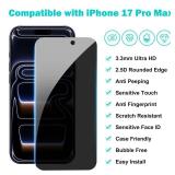 PEHAEL 3+3Pack for iPhone 17 Pro Max Privacy Screen Protector with Camera Lens Protector Full Coverage Anti-Spy Tempered Glass Film 9H Hardness Easy Installation Bubble Free [6.9 inch]