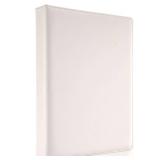 KINGFOM A4 Faux Leather Padfolio Ring Binder Business File Folder Document Holder with Card Holder (3 Ring Binder White)