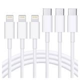 RCTech USB C to Lightning Cable 3Pack 3FT [MFi Certified] iPhone Fast Charger Cable USB-C Power Delivery Charging Cord for iPhone 14/13/12/12 PRO Max/12 Mini/11/11PRO/XS/Max/XR/X/8/8Plus/iPad, White