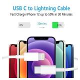 RCTech USB C to Lightning Cable 3Pack 3FT [MFi Certified] iPhone Fast Charger Cable USB-C Power Delivery Charging Cord for iPhone 14/13/12/12 PRO Max/12 Mini/11/11PRO/XS/Max/XR/X/8/8Plus/iPad, White