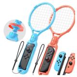 Tennis Rackets for Nintendo Switch 2 Joy-Con(2025), MENEEA 2 Pack Game Accessories for Mario Tennis Aces,Handle Grip Holder for Switch 2/Switch 1 Controller Suport Other Tennis Game for NS2 (Blue/Oran