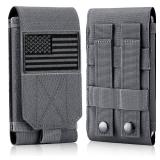 IronSeals Tactical Molle Phone Cover Case, Heavy Duty Loop Belt Holster Pouch with Flag Patch for iPhone 17 Pro Max/Air/17 Pro/17/16 Pro Max/15 Pro Max/14 Pro Max/13 Pro Max, for Galaxy S24 Ultra