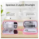 JIAKAI Travel Cable Organizer,Electronics Accessories Organizer Bag,for Charger, Phone, memory card,Travel Gadget Bag-Pink