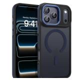 BENTOBEN Magnetic for iPhone 17 Pro Max Case 2025 [Compatible with Magsafe] [Military-Grade Protection] Matte Women Men Anti-Slip Shockproof Bumper Phone Cases for 17 Pro Max 6.9", Deep Blue/Black