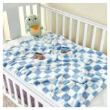 Yurhap Checkered Baby Blanket Fleece Baby Blankets for Boys, Ultra Soft Cozy Fluffy Infant Toddler Newborn Receiving Blankets for Crib Stroller, 30
