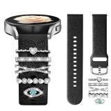 DaQin Flower Engraved Band Compatible with Samsung Galaxy Watch 7 Band/FE 6 5 4 40mm 44mm,Galaxy Active 2, 20mm Watch Band Soft Silicone Replacement Strap with Decorative Charms Accessories Women