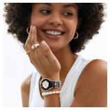 DaQin Flower Engraved Band Compatible with Samsung Galaxy Watch 7 Band/FE 6 5 4 40mm 44mm,Galaxy Active 2, 20mm Watch Band Soft Silicone Replacement Strap with Decorative Charms Accessories Women