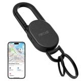 Keychain Tracker, Keys Finder Works Compatible with Find My App (iOS Only), Heavy Duty Keychain Carabiner Car Key Chains for Men, Anti-Lost Tracker with Keyrings, Rechargeable & Waterproof, Black