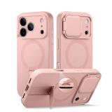 SURITCH for iPhone 17 Pro Case with Camera Control Cover, Camera Cover and Adjustable Kickstand, Compatible with MagSafe, Shockproof Bumper Protective Cases 6.3 Inch, Pink