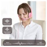 USB-C/USB-A Wired Headset with Noise Cancelling Microphone | On-Ear Office Headphones for PC/Laptop | Mute Button & All-Day Comfort for Call Center, Video Conferencing, Remote Work,Online Class-Pink
