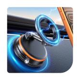 Car Phone Holder for Magsafe Car Mount [108+LBS Strongest Suction & 3000gf Magnetic] Vacuum Magnetic Phone Holders for Your Car 360° Adjustable Carbon Fiber Car Phone Mount for iPhone & Android Orang