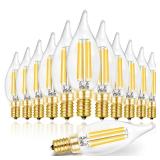 Hizashi Candelabra LED Light Bulbs, E12 LED Bulb 40W Dimmable, 90+ CRI 4W 450LM 5000K Daylight White, CA10 Chandelier Light Bulbs, Flame Tip Candle Light Bulbs, UL Listed - 12 Pack
