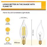 Hizashi Candelabra LED Light Bulbs, E12 LED Bulb 40W Dimmable, 90+ CRI 4W 450LM 5000K Daylight White, CA10 Chandelier Light Bulbs, Flame Tip Candle Light Bulbs, UL Listed - 12 Pack