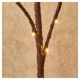 Hairui Lighted Brown Branches Battery Operated with Timer 30IN 100 LED Fairy Lights, Willow Branch Lights for Home Bedroom Fireplace Christmas Holiday Decoration Indoor Outdoor Use (Vase Excluded)