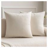MIULEE 26x26 Inch Euro Sham Velvet Pillow Covers, Set of 2 Large Square Decorative Pillows -Cream White Super Soft for King Bed, Sofa, Couch, Accent Chairs
