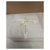 MooMee Striped Duvet Cover Set 100% Washed Cotton Linen Like Textured Breathable Durable Soft Comfy (Tannish Linen Grey White Pinstripes, King 104"x90")