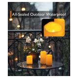 Homemory 3 Pack Flameless Candles, Outdoor Waterproof, Battery Operated LED Pillar Candles with Remote Control and Timer, Plastic, Long Lasting