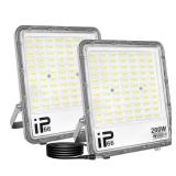 AUXTINGS 2 PCS 200W Flood Lights Outdoor,20000 lumens Floodlight with Plug 110V Outdoor Work Light LED Security Light 6000K White Exterior Lights for House Yard Patio Parking Garden,IP66 Waterproof