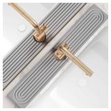 eormoe Kitchen Faucet Absorbent Mat - Diatomaceous Earth Splash Guard for Sink Faucet, Aesthetic Water Absorbing Stone Tray in The Modern Home [Grey, 23.6" x 3.9"]