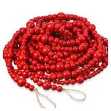 Giegxin 1 Pcs 32.8 Feet Christmas Wooden Bead Garland Xmas Tree Beads Garland Rustic Wood Beaded Decor for Christmas Holiday Rustic Home Farmhouse Decoration (Red)