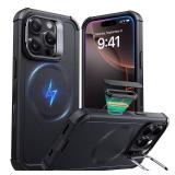 ESR for iPhone 16 Pro Max Case with Stash Stand, Camera Control, 23FT Military-Grade Shock-Absorbing Drop Protection, Compatible with MagSafe Accessories, Magnetic Cyber Series, Black