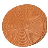 FunWheat Round Braided Placemats Set of 4 Place Mats for Dining Tables Woven Washable Non-Slip Table mats Small 13 inch for Fall Decor(S Dark Orange, 4pcs)