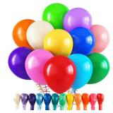 RUBFAC 120 Balloons Assorted Color 12 Inches Rainbow Latex Balloons, 12 Bright Color Party Balloons for Birthday Baby Shower Wedding Party Supplies Arch Garland Christmas Gifts