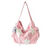 KAMEILONG Star Crossbody Bag Women Corduroy Tote Bag Aesthetic Messenger Bag Cute Shoulder Bag Y2K Hobo Bag (Pink)