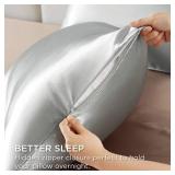 Bedsure Satin Pillowcase with Zipper, Similar to Silk Pillow Cases 2 Pack, Grey Satin Pillow Cases Standard Size, Silky & Soft Pillow Covers for Hair and Skin, Gifts for Women Men, 20x26 Inches