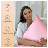 Satin Body Pillow Cover, Pink Silky Cooling Satin-Silk Body Pillow Cases with Envelope Closure (20x54, Pink)
