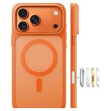 TORRAS Magnetic Shockproof for iPhone 17 Pro Case, Compatible with MagSafe, Military-Grade Drop Protection, Camera Control, DIY Button, Slim Translucent Phone Case for iPhone 17 Pro, Orange