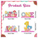 4Pcs Donut Sweet One Wooden Table Centerpieces Donut Themed Happy 1st Birthday Table Sign Party Supplies for 1 Year Old Baby Shower Boys Girls Birthday Party Supplies Decor Photo Props Kids