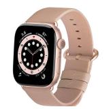 Fullmosa Leather Bands Compatible with Apple Watch Band 42mm 41mm 40mm 38mm for Women Men, Top Grain Genuine Leather Strap for iWatch Series 11/10/9/8/7/6/5/4/3/2/1,SE3/2/1, Beige/Rose Gold