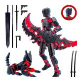 ROBTDUUMY T13 3D Action Figure Set (Assembly Completed),Dummy Robot Titan 13 Action Figures,3D Printed Toys Multi-Jointed Movable (Black/Red)