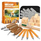Wood Carving Kit, 23pcs Wood Carving Tools with 4 Wood Carving Knives 5 Detail Knives 9 Blocks, Whittling Kit DIY Hobbies for Adults