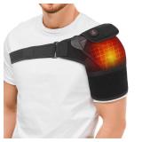 Telepepe Cordless Shoulder Heating Pad, Heated Shoulder Brace for Rotator Cuff Frozen, 3 Heat Levels, 3000mAh Rechargeable Battery, Shoulder Wrap for Pain Relief Deep Tissue for Men Women (Black)