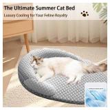 Lunale Cat Beds with Pillow for Indoor Cats, Summer Cooling Pet Bed with Removable Washable Cover Washable Round Fluffy Pet Bed
