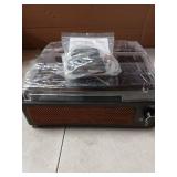 WOCKODER Vinyl Record Players Vintage Turntable with Speakers Belt-Driven Turn Tables Support 3-Speed, Bluetooth Wireless Playback, Headphone, AUX-in, RCA Line LP Phonograph Auto Stop Retro Black