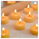 100 Pack Pure Beeswax Tealight Candles | Natural Unscented Beeswax Candles in Bulk, Clean Burning, Yellow