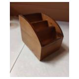 OKSQW Rustic Vintage Wooden Desk Organizer Farmhouse Wood Remote Control Caddy, 3 Slot Tabletop Desktop Office Supply Storage Rack Desktop TV Remote Control Holder Home Decor Office Supplies Storage