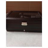 GLJ Jewelry Box for Men, 6 Slot Watch Box Jewelry Organizer With Drawer, Watch Case for Men with Large Window, 2-Layer Watch Holder, Sunglasses Storage Organizer, Velvet Lining, PU Leather, Gift Idea