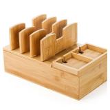 Fasmov Bamboo Charging Station, Charging Stand for Multiple Devices, Electronic Device Desktop Dock Stations Organizer, Cell Phone Docking Stations for Multi Laptop, Tablets, IPads, Watch, Earbuds