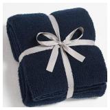 CYMULA Knit Throw Blanket for Couch Navy Blue-Super Soft Lightweight Plush Fuzzy Fluffy Cozy Blankets and Throws for Sofa Bed, 50x60 inches