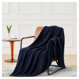 CYMULA Knit Throw Blanket for Couch Navy Blue-Super Soft Lightweight Plush Fuzzy Fluffy Cozy Blankets and Throws for Sofa Bed, 50x60 inches