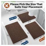 Yimobra Toilet Rugs U Shaped Washable - 24"x20" Non Slip Plush Contour Bath Rugs for Toilet - Super Soft Absorbent Quick Dry Toilet Mats for Bathroom,Brown