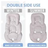 Infant Carseat Insert, 2-in-1 Reversible Baby Car Seat Cushion for Newborn Toddler Head & Body Support Car Seat Pad for Carseats, Strollers, Swings, Bouncers