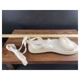 White Platform Ankle Wrap Sandals